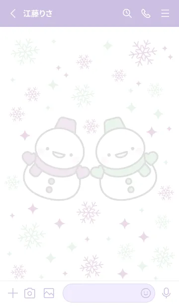 [LINE着せ替え] 紫と緑の双子雪だるま（スノーマン）の画像2