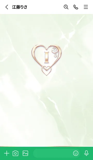 [LINE着せ替え] 【 I 】 Heart Charm & Initial - Greenの画像2