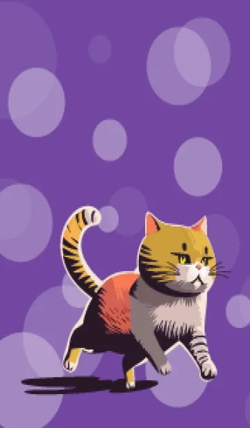 [LINE着せ替え] purple 元気な猫の画像1