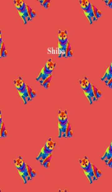 [LINE着せ替え] カラフルな柴犬 赤色の画像1