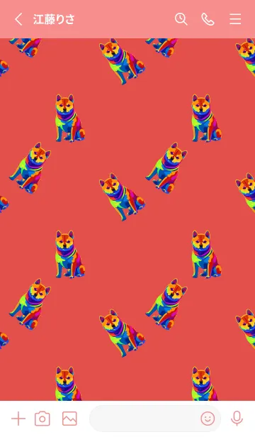 [LINE着せ替え] カラフルな柴犬 赤色の画像2