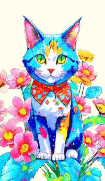 [LINE着せ替え] Cat looking this way14yellow_JPの画像1