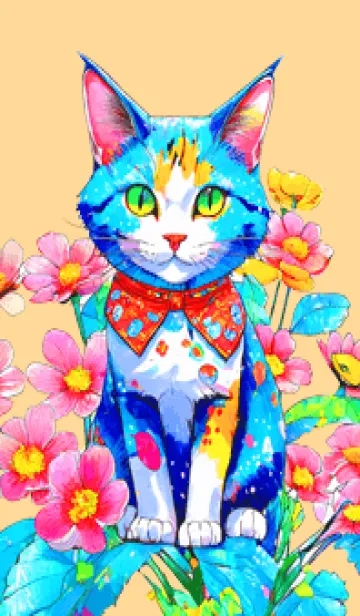 [LINE着せ替え] Cat looking this way14orange_JPの画像1