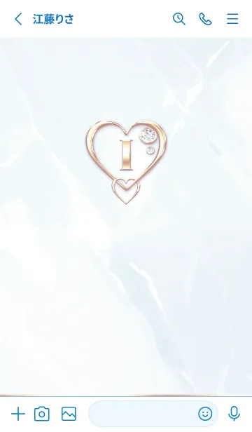 [LINE着せ替え] 【 I 】 Heart Charm & Initial - Blue Gの画像2