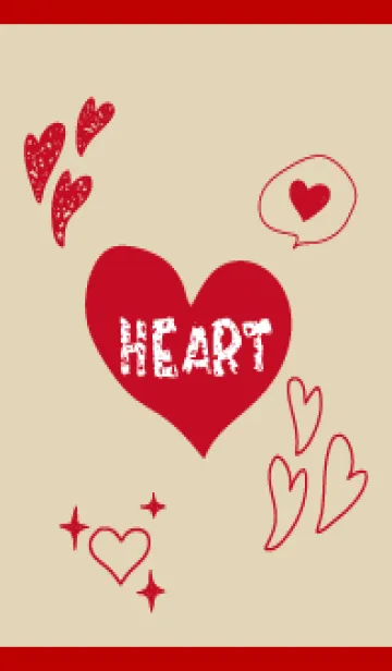 [LINE着せ替え] 手描きのハート 赤とベージュの画像1