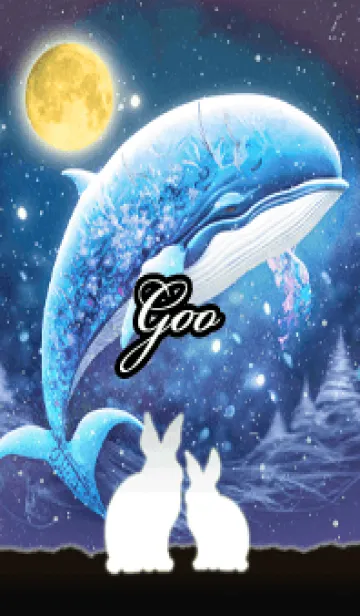 [LINE着せ替え] ごお★白うさぎが眺める空飛ぶクジラの画像1