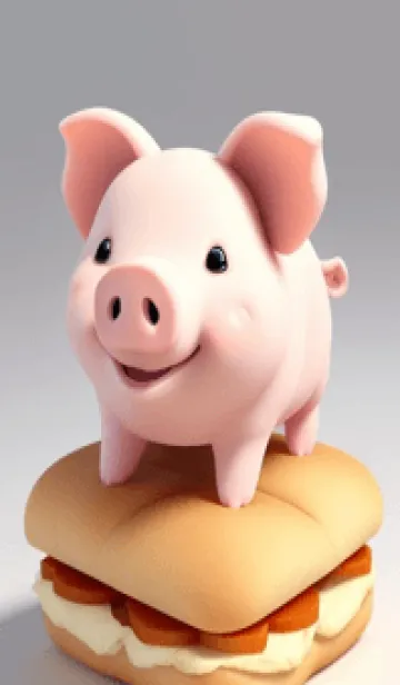 [LINE着せ替え] パンとかわいいブタ m0btの画像1