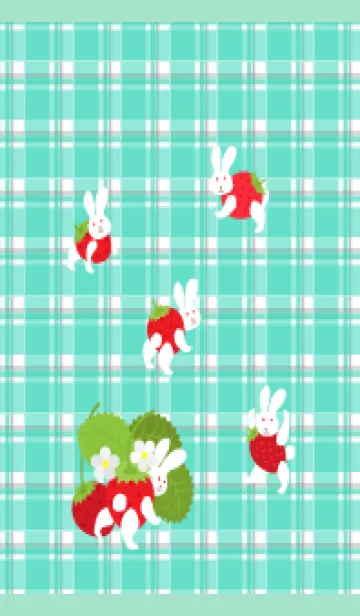 [LINE着せ替え] うさぎ苺 青緑の画像1