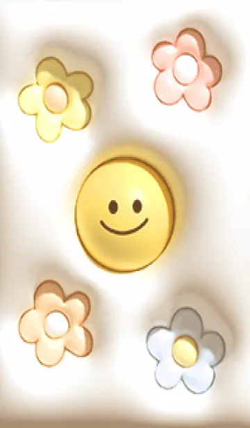 beige ぷっくり花とスマイル02_1の着せ替えメイン画像