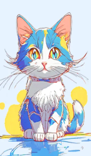 [LINE着せ替え] Cat looking this way25blue_JPの画像1