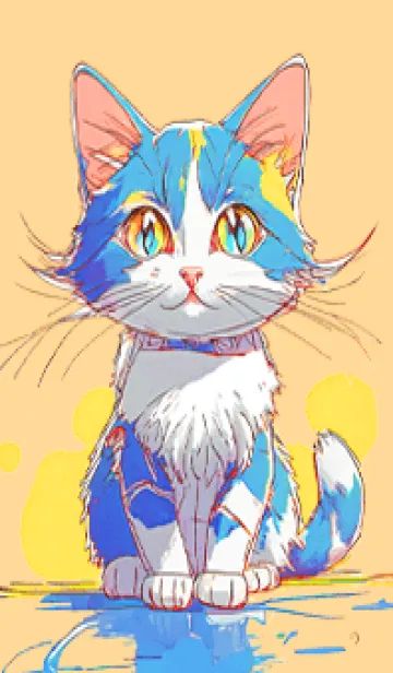 [LINE着せ替え] Cat looking this way25orange_JPの画像1