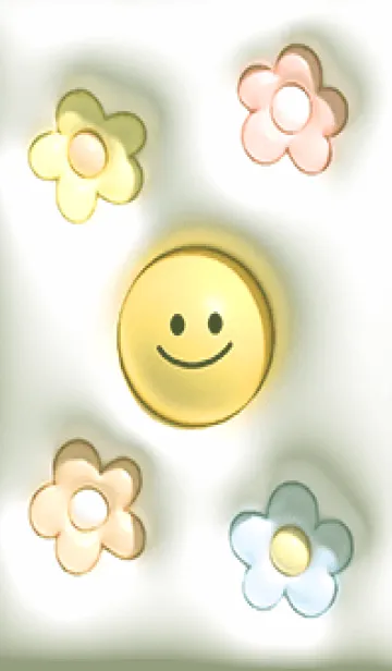 [LINE着せ替え] green ぷっくり花とスマイル03_1の画像1