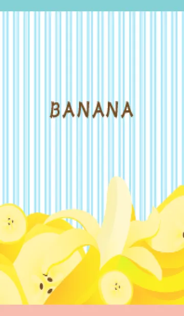 [LINE着せ替え] ストライプとバナナ ピンクと水色の画像1