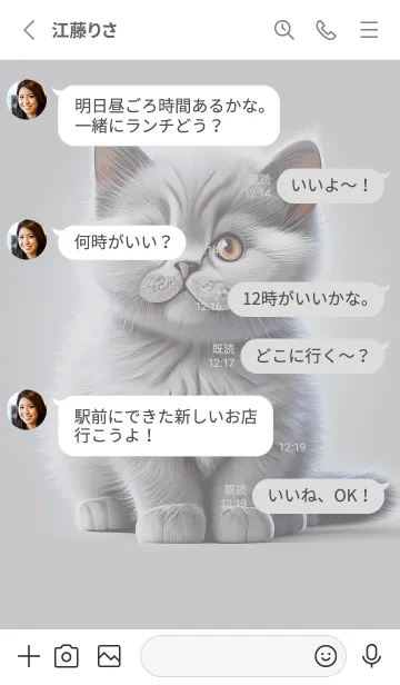 [LINE着せ替え] Cute fat grey cat (JP)の画像3