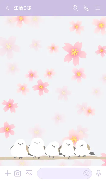 [LINE着せ替え] シマエナガ 桜咲く6の画像2