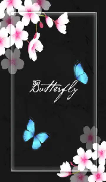 [LINE着せ替え] 幸せの青い蝶と桜の画像1