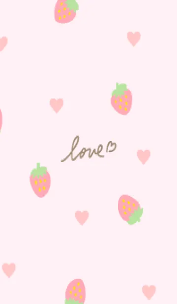 [LINE着せ替え] ピンク苺 ハート26の画像1