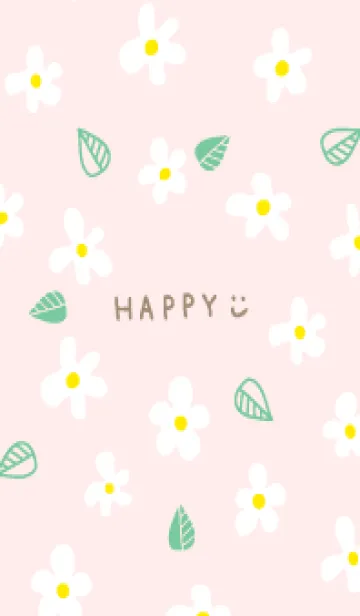 [LINE着せ替え] かわいい白い花と葉っぱ24の画像1