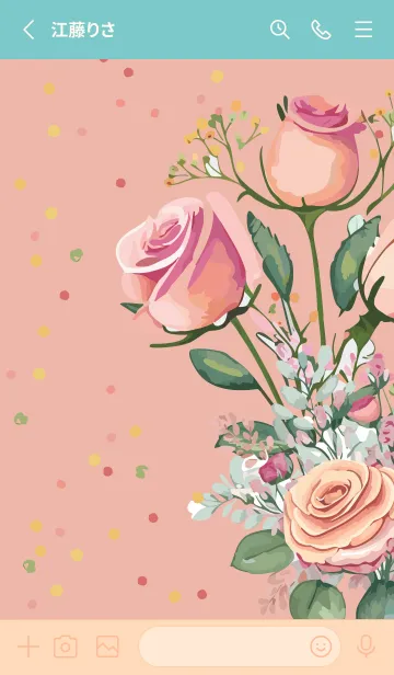[LINE着せ替え] pink & light blue 可憐な薔薇の画像2