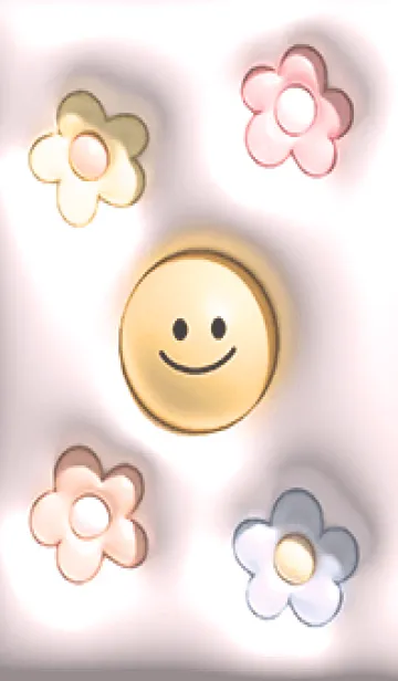 [LINE着せ替え] pink ぷっくり花とスマイル08_1の画像1