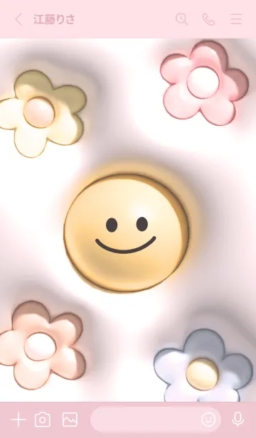 [LINE着せ替え] pink ぷっくり花とスマイル08_1の画像2