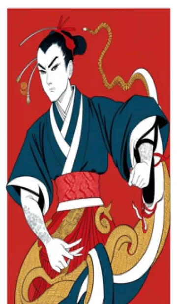 [LINE着せ替え] 浮世絵 黄金のの少年の画像1