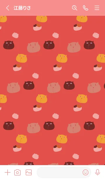 [LINE着せ替え] ぼんやりした猫 赤色の画像2