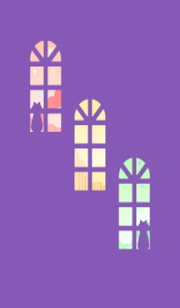 [LINE着せ替え] 窓辺の猫のシルエット 紫色の画像1