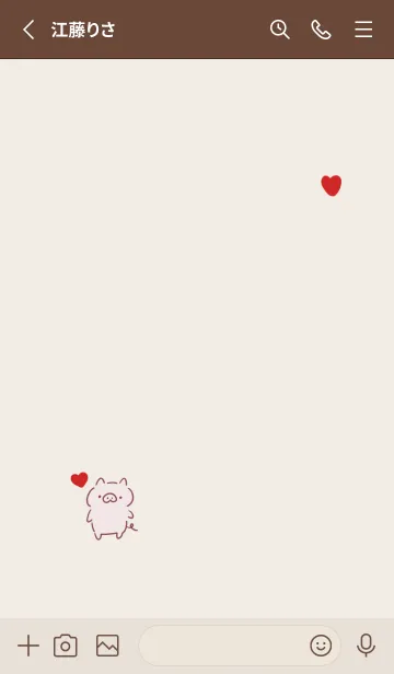 [LINE着せ替え] シンプル ハート ぶたさん ベージュの画像2