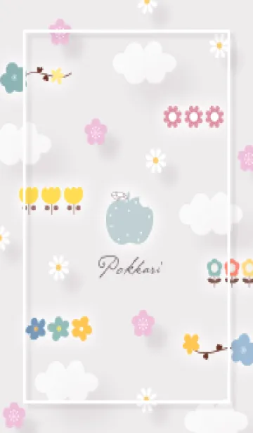 [LINE着せ替え] Greige ぽっかり雲と花02_1の画像1