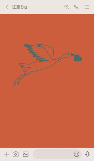 [LINE着せ替え] 鳥とハート 樺色の画像2