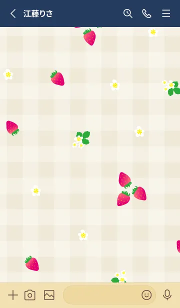 [LINE着せ替え] 苺 チェック柄25の画像2