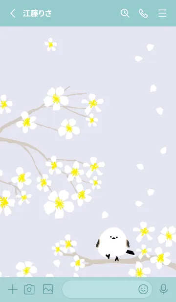 [LINE着せ替え] シマエナガ 白い花2の画像2