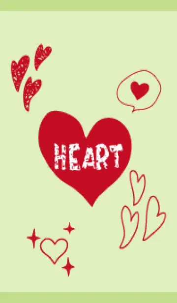 [LINE着せ替え] 手描きのハート モスグリーン色の画像1