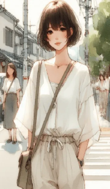 [LINE着せ替え] 街角の日差しを浴びる女の子の画像1