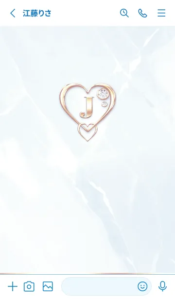 [LINE着せ替え] 【 J 】 Heart Charm & Initial - Blue Gの画像2