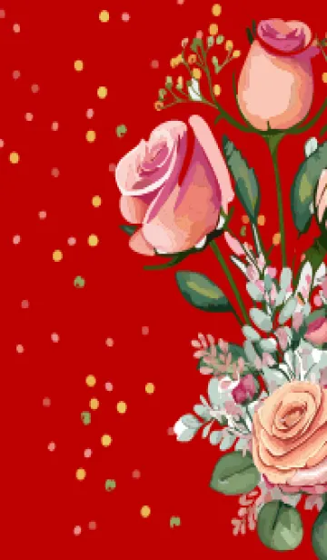 [LINE着せ替え] red & beige 可憐な薔薇の画像1