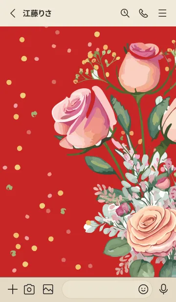 [LINE着せ替え] red & beige 可憐な薔薇の画像2