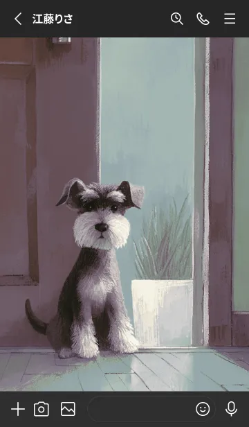 [LINE着せ替え] Dog Waiting - シュナウザー - 夜の画像2