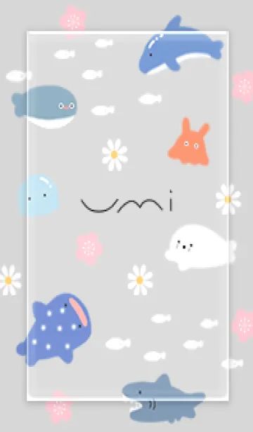 [LINE着せ替え] Gray 桜舞う海01_1の画像1