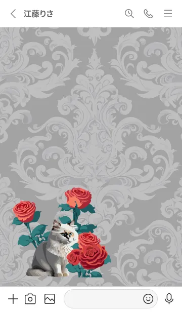 [LINE着せ替え] white 薔薇と白い猫の画像2