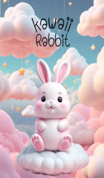 [LINE着せ替え] Kawaii Pink Rabbit in Could Theme (JP)の画像1