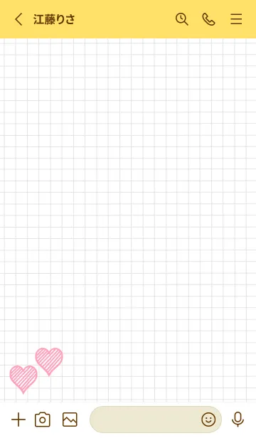 [LINE着せ替え] 幸運ハートの方眼紙の着せかえ/イエローの画像2