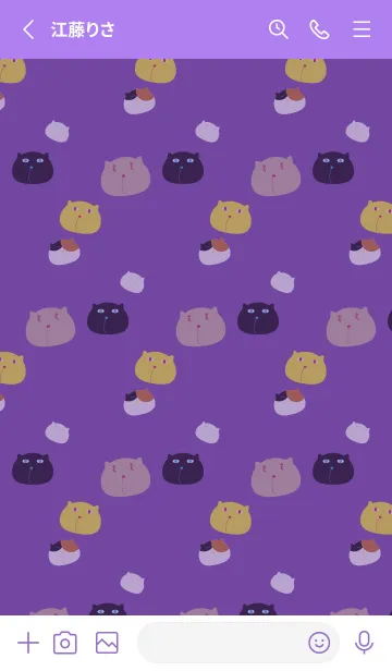 [LINE着せ替え] ぼんやりした猫 紫色の画像2