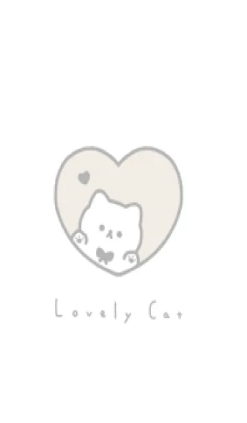 [LINE着せ替え] ねことハート / ベージュと白の画像1