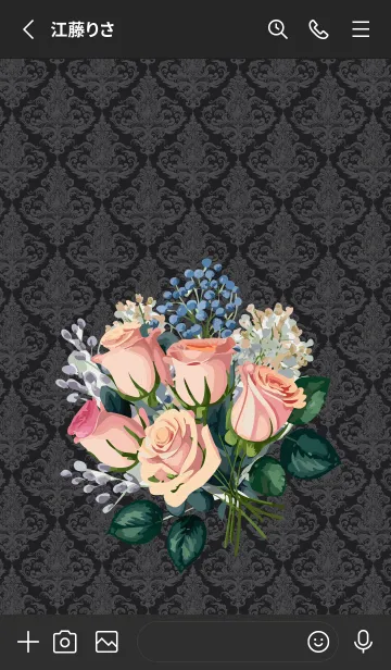 [LINE着せ替え] Western style rose bouquet on black JPの画像2