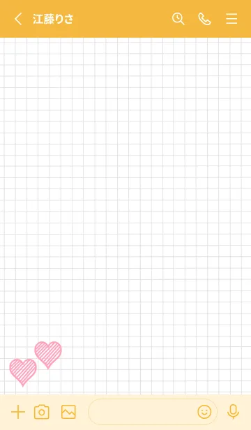 [LINE着せ替え] 幸運ハートの方眼紙の着せかえ/オレンジの画像2