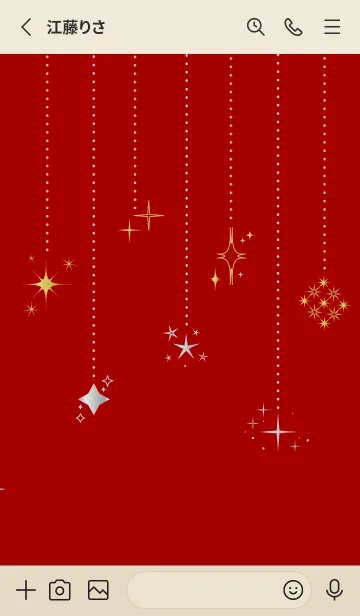 [LINE着せ替え] きらきら 赤とベージュの画像2