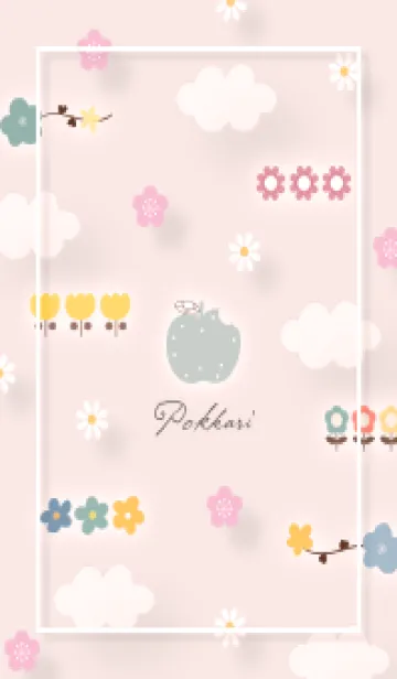 [LINE着せ替え] babypink ぽっかり雲と花09_1の画像1