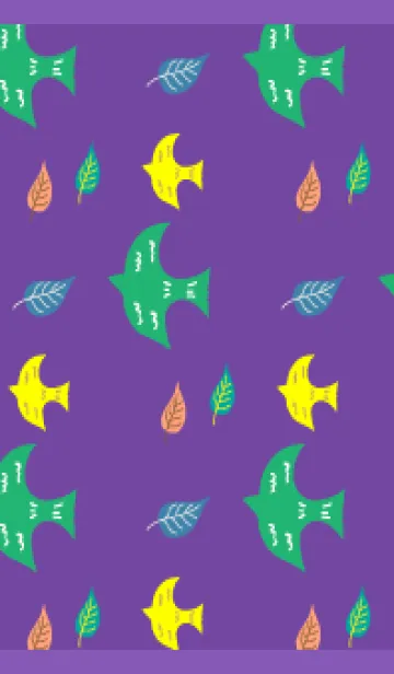 [LINE着せ替え] 鳥と葉 紫色の画像1